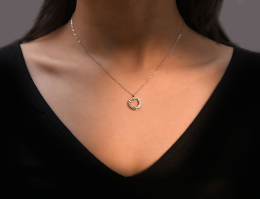 Silver Cubic Zirconia Crescent Moon Pendant