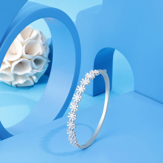 Silver String of Flowers Bracelet