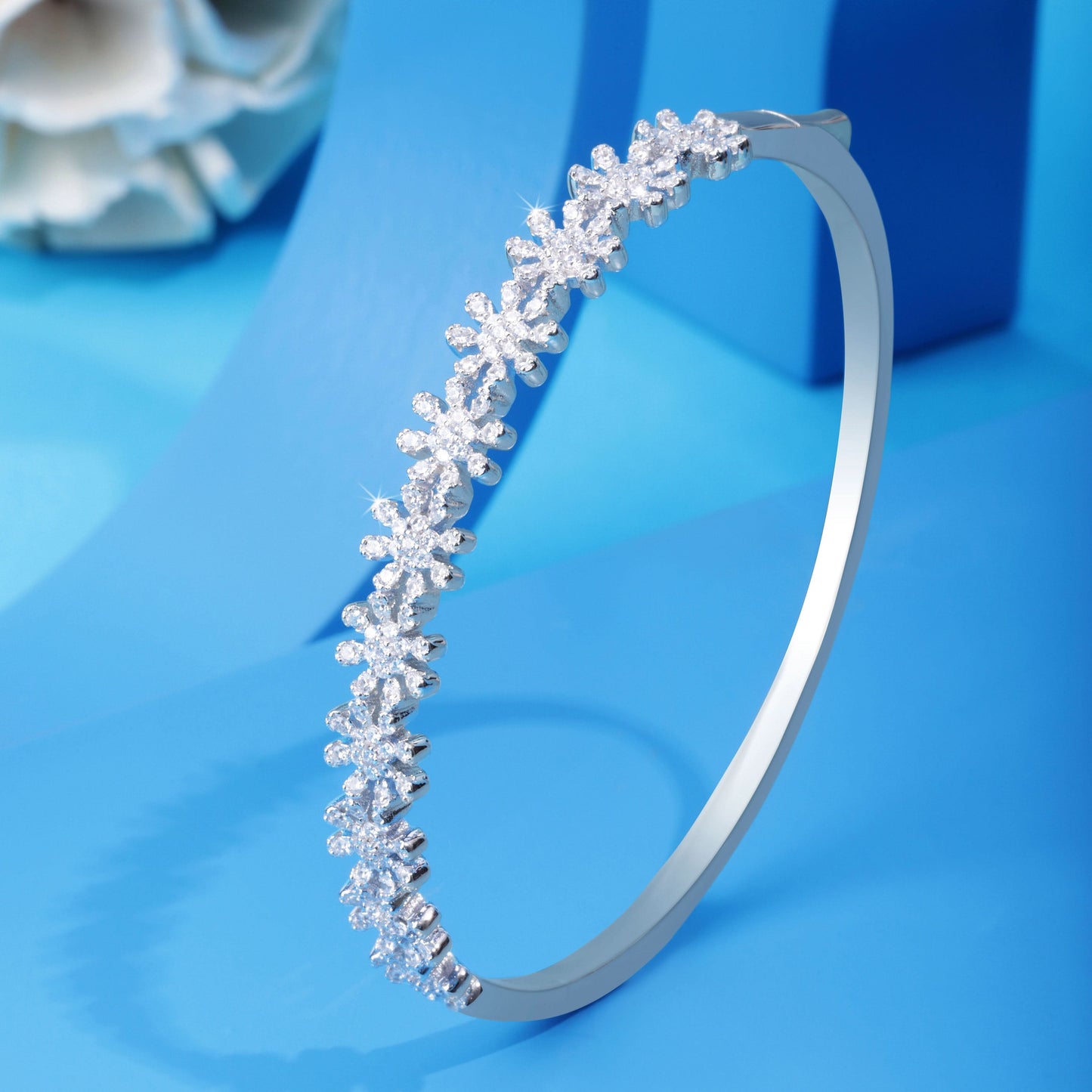 Silver String of Flowers Bracelet