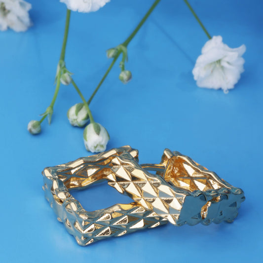 Gold Plated Chic Square Hoops Silvish