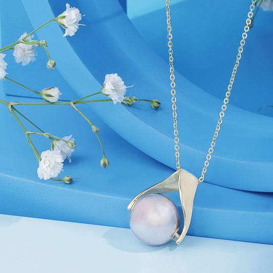 Silver Classic Grey Pearl Pendant Silvish