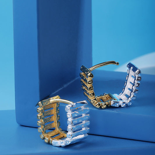 U Shape Gold & Silver Two Tone Earrings Silvish