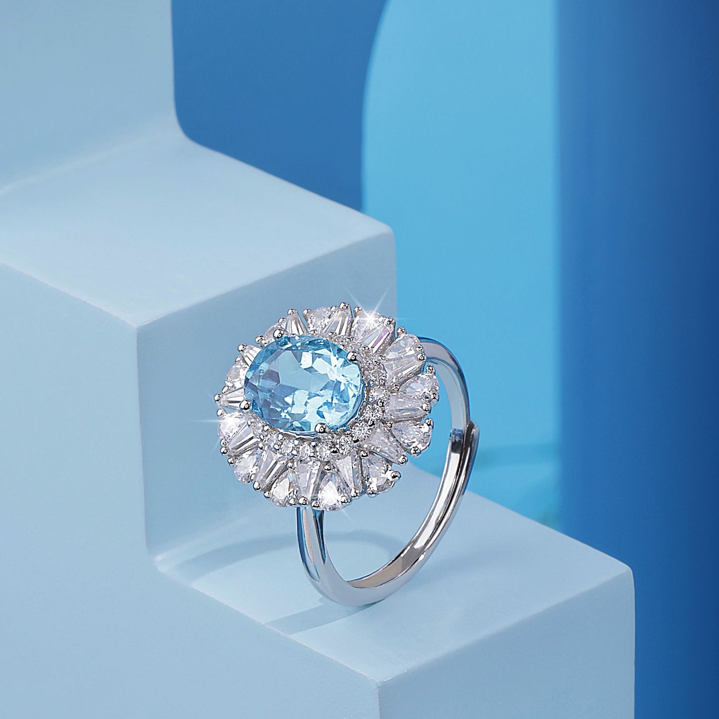 Silver Forget-Me-Not Gem Ring Silvish