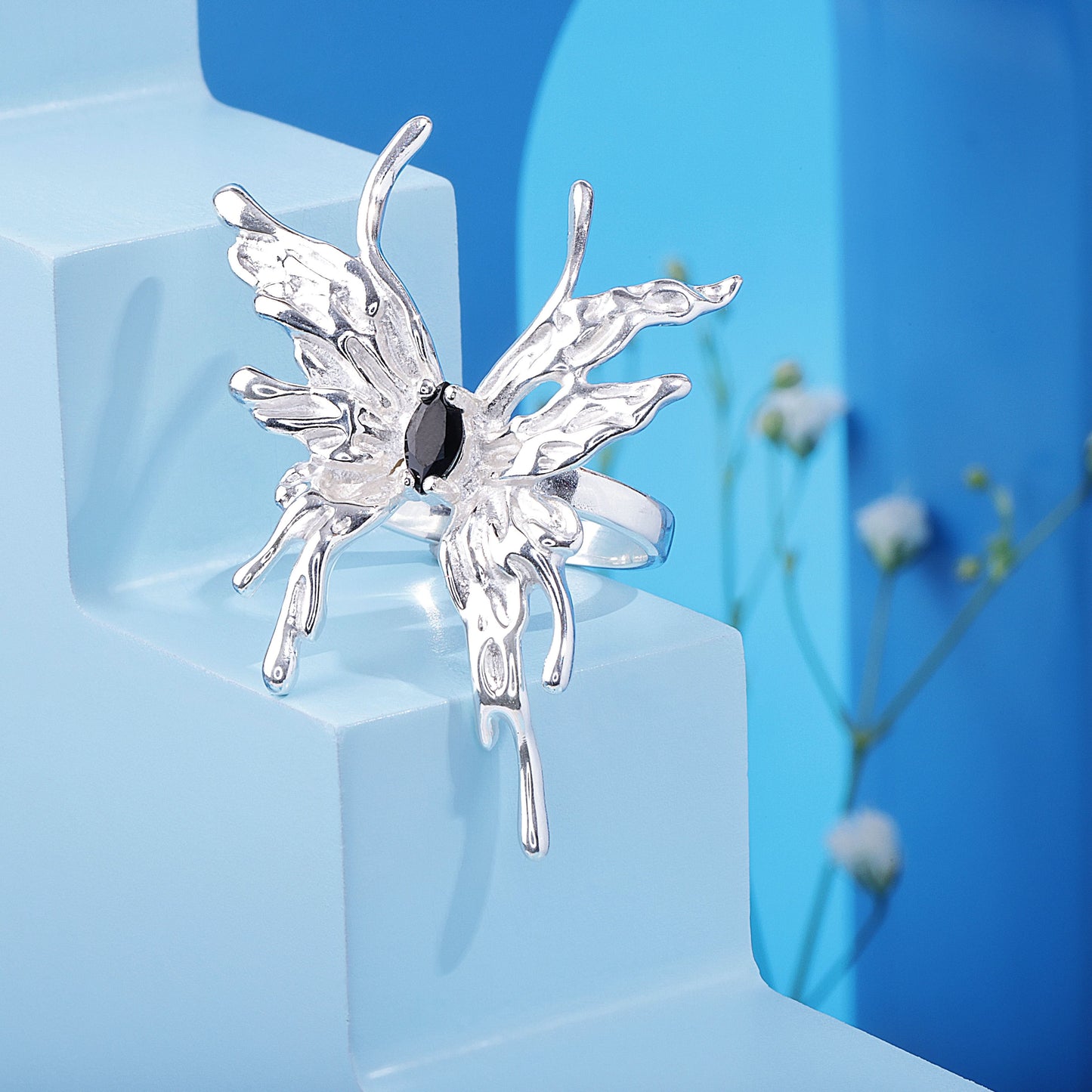 Silver Irregular Butterfly Fashion Ring
