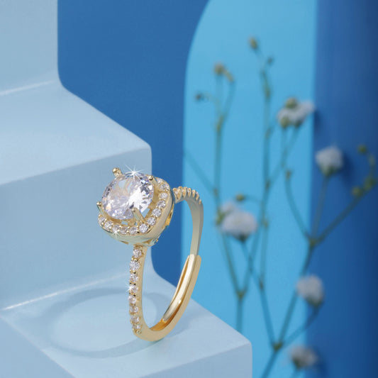 Gold Plated Classic Square Stone Ring