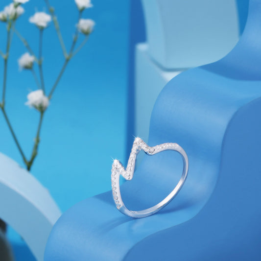 Silver Sterling Heartbeat Ring Silvish