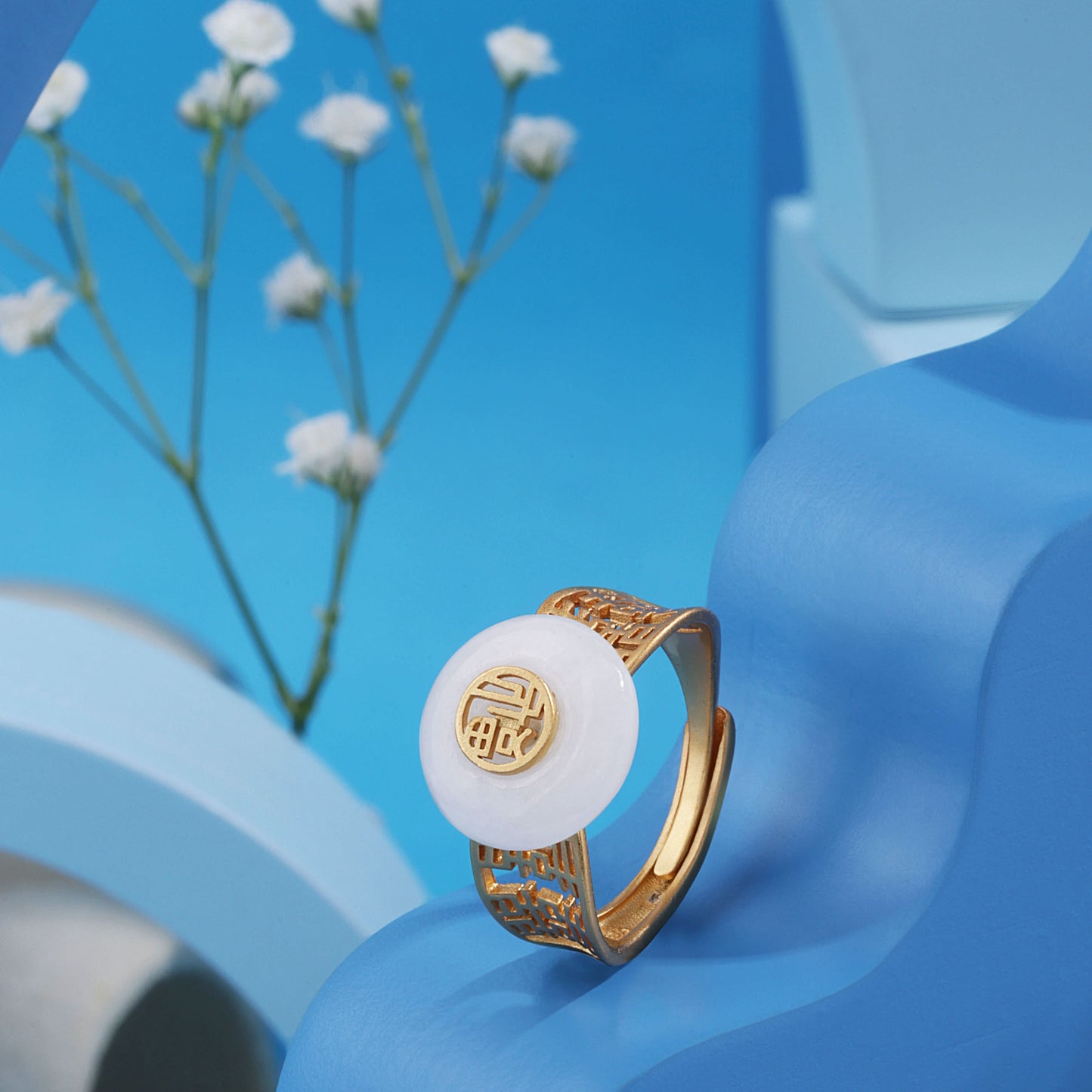 Gold Plated Safe Buckle Blessing Ring