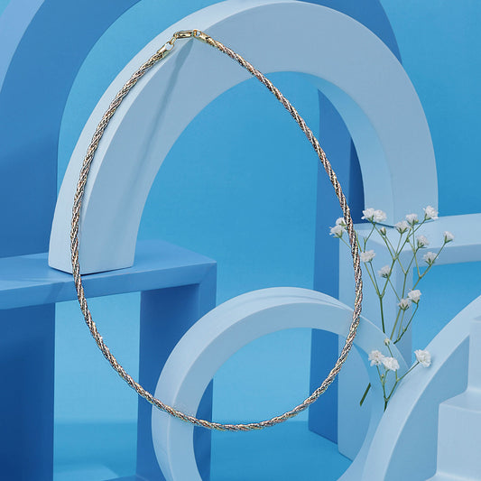 Silver Dual Tone Twisted Design Chain Silvish