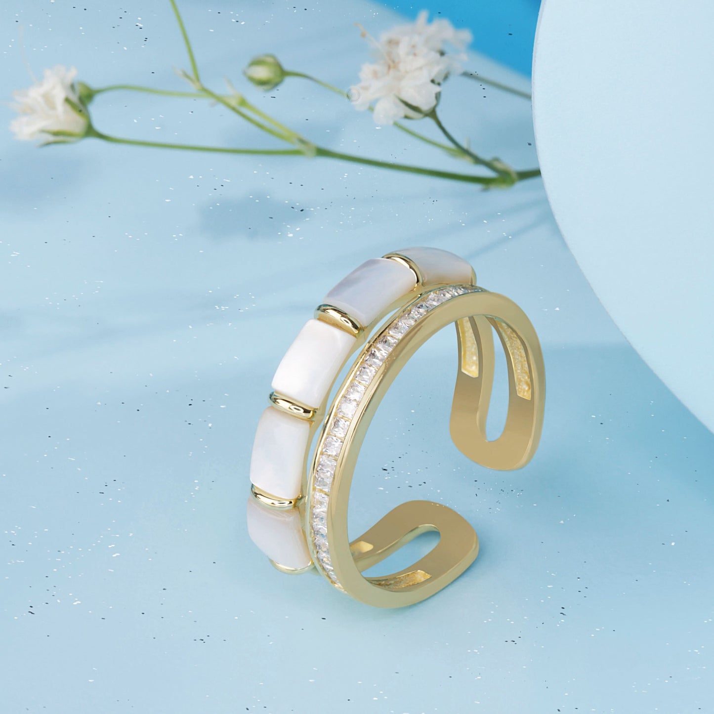 Gold Plated Tranquil Bam Cuff Ring Silvish