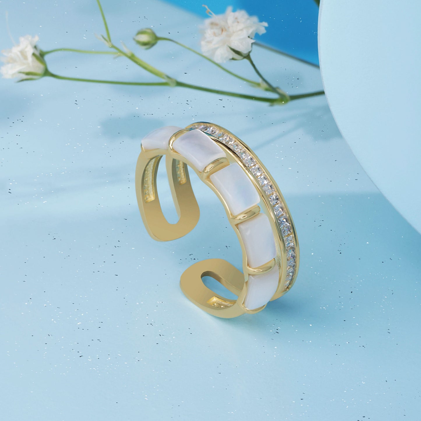 Gold Plated Tranquil Bam Cuff Ring