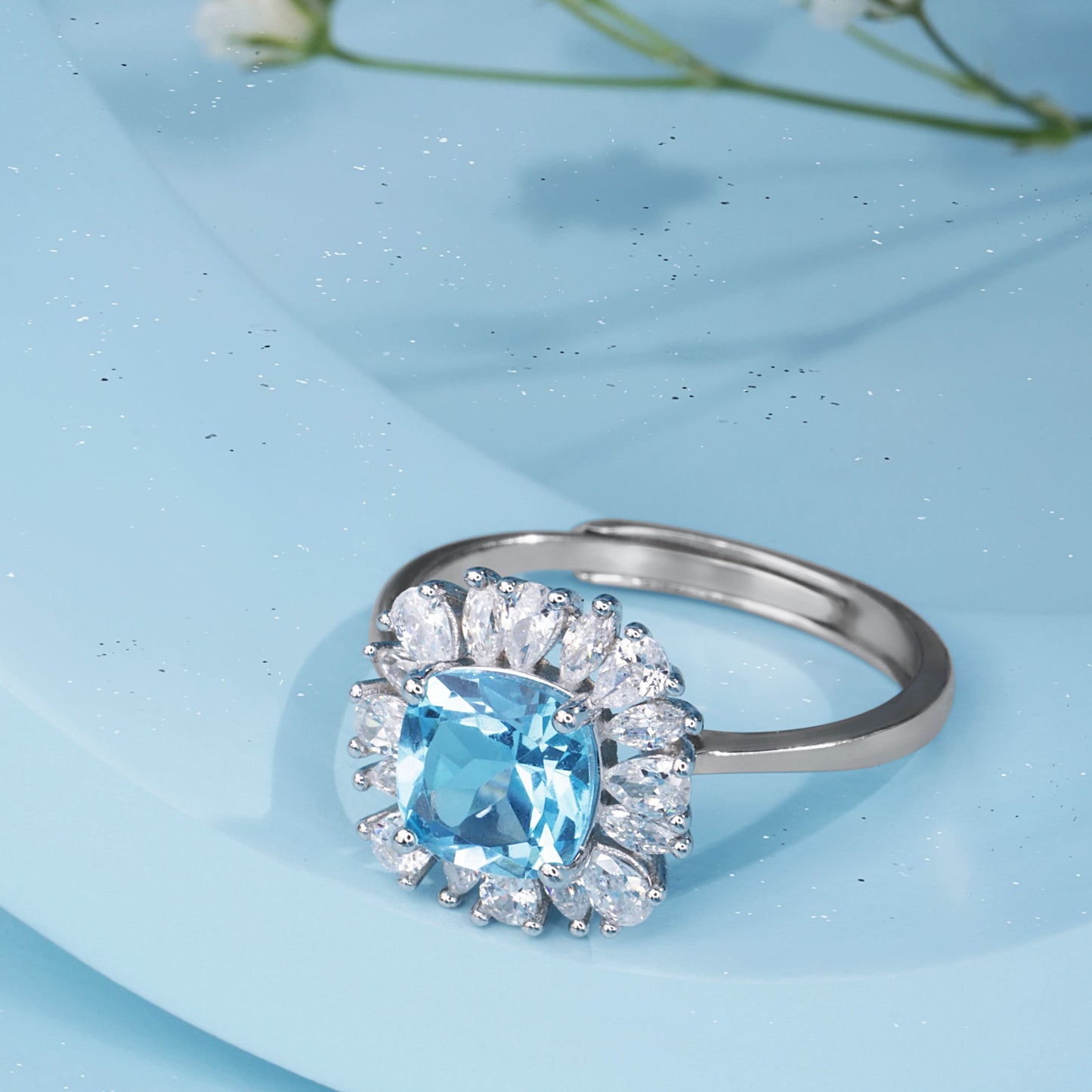 Silver Royal Azure Blossom Ring