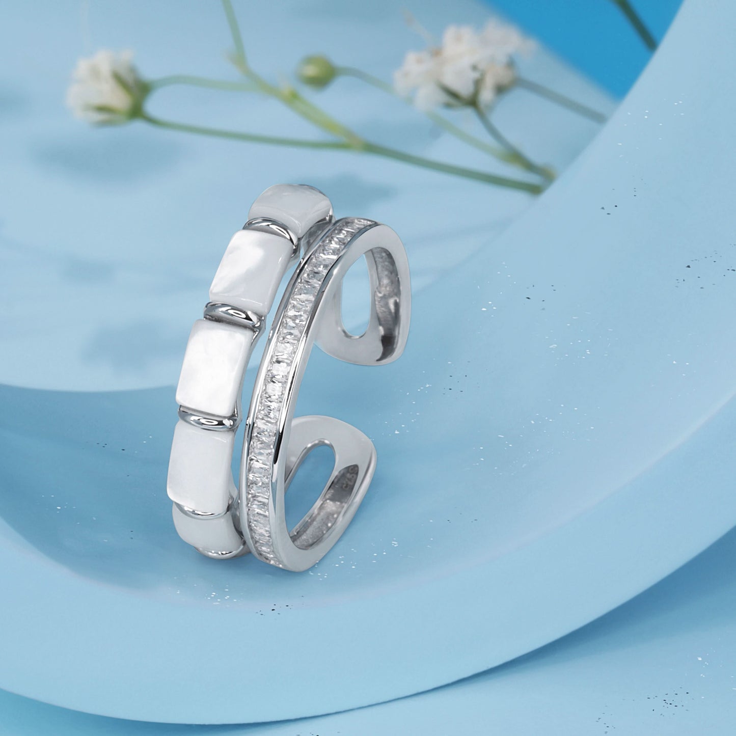 Silver Tranquil Bam Cuff Ring