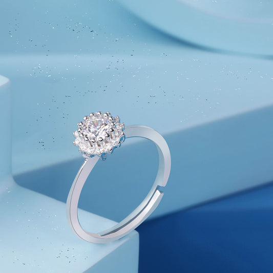 Silver Snowdrop Circle Ring