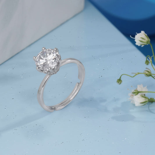 Silver Classic Solitaire Ring
