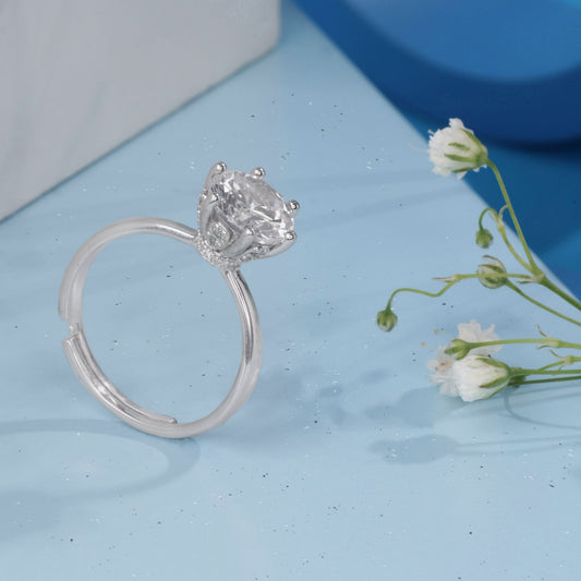 Silver Classic Solitaire Ring Silvish