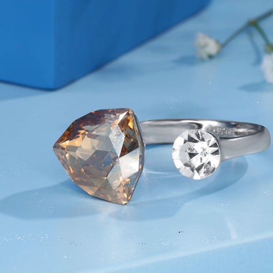 Silver Gemstone Duet Ring