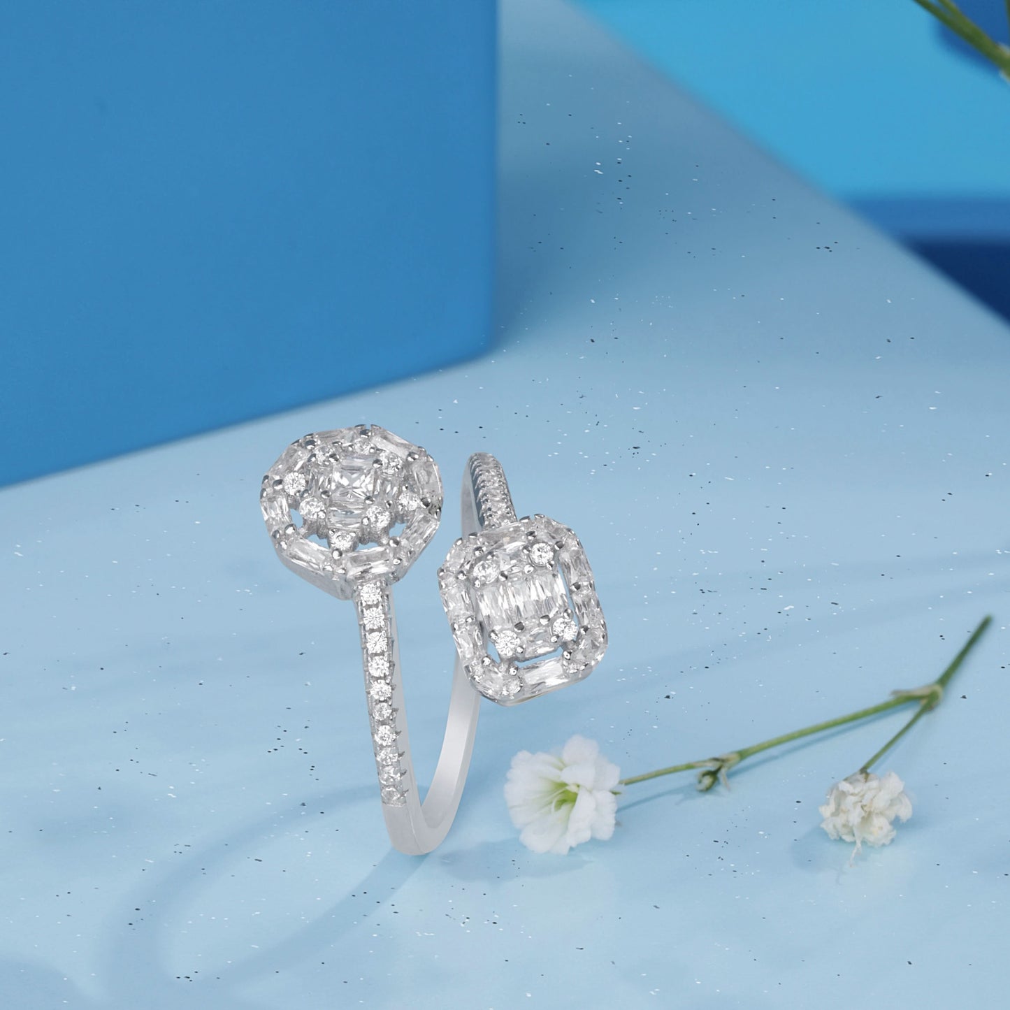 Silver Fusion Stones Ring