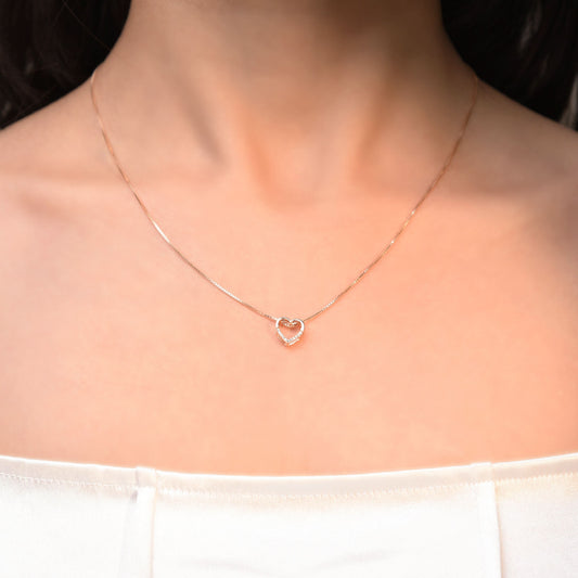 Rose Gold Charming Heart Pendant Silvish