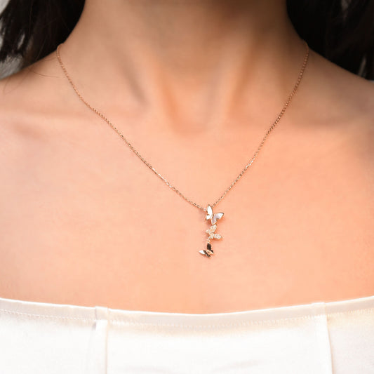 Rose Gold Butterfly Land Pendant Silvish