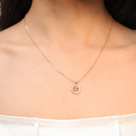 Rose Gold Serenity Tree Pendant Silvish