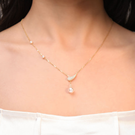 Gold Plated Exquisite Pearl Pendant Silvish