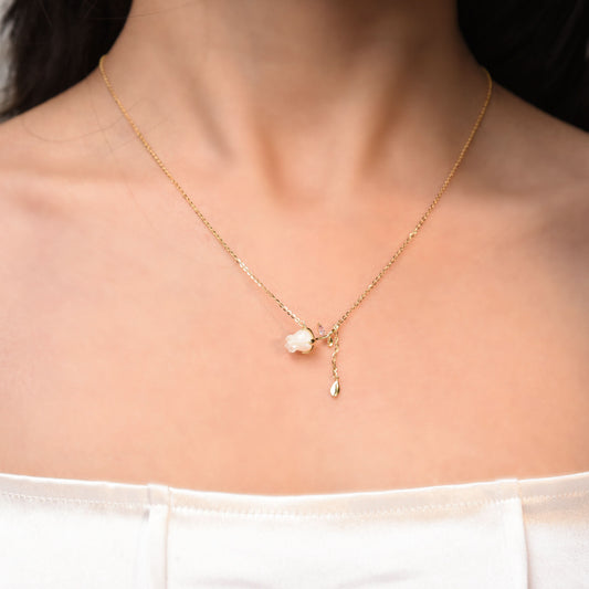 Gold Plated White Rose Pendant Silvish