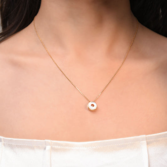 Gold Plated Full Moon Circle Pendant Silvish