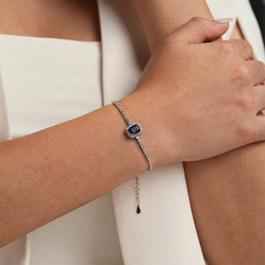 'Starlit Blue Gem' Bracelet Silvish