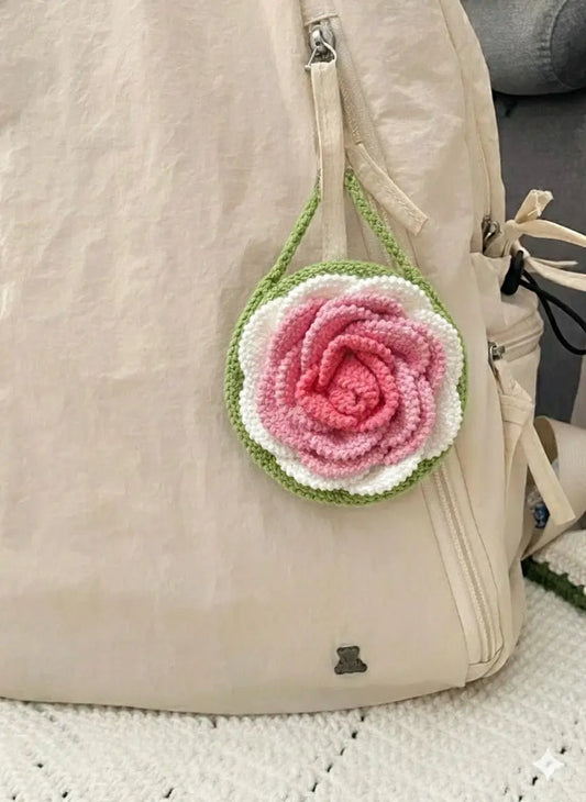 Handmade Crochet Rose Coin Purse