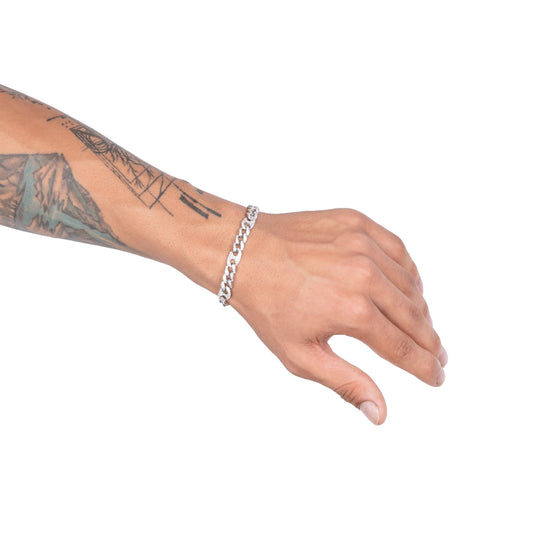 Silver Noble Link Men Bracelet