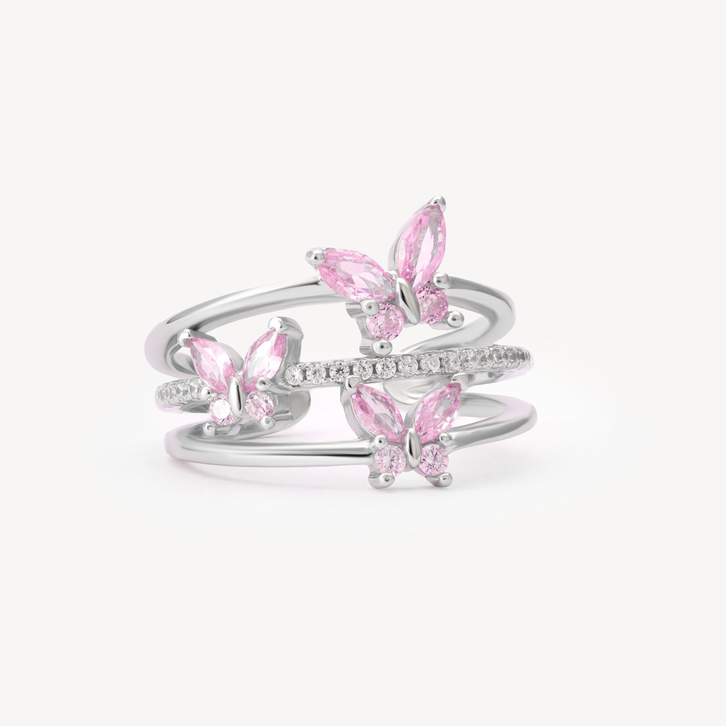 'Tri Butterfly' Silver Ring