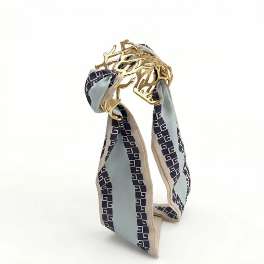 Gold Coral Cuff Bracelet with Silk Scarf Yiwu Baochai E-Commerce Firm