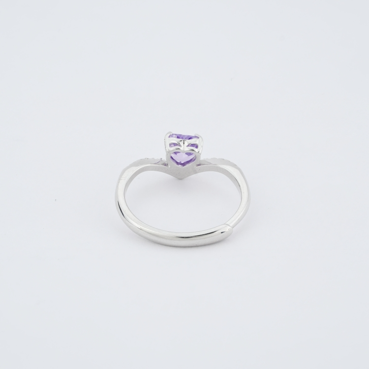Silver Purple Passion Heart Ring