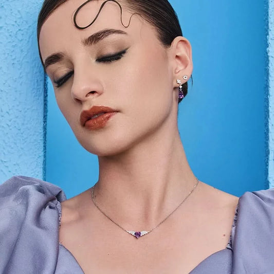 Silver Beautiful Water Drop Gem Earrings