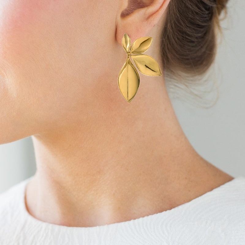 Gold Leaf Statement Earrings Yiwu Zhuchai E-Commerce Firm (Individual Business)