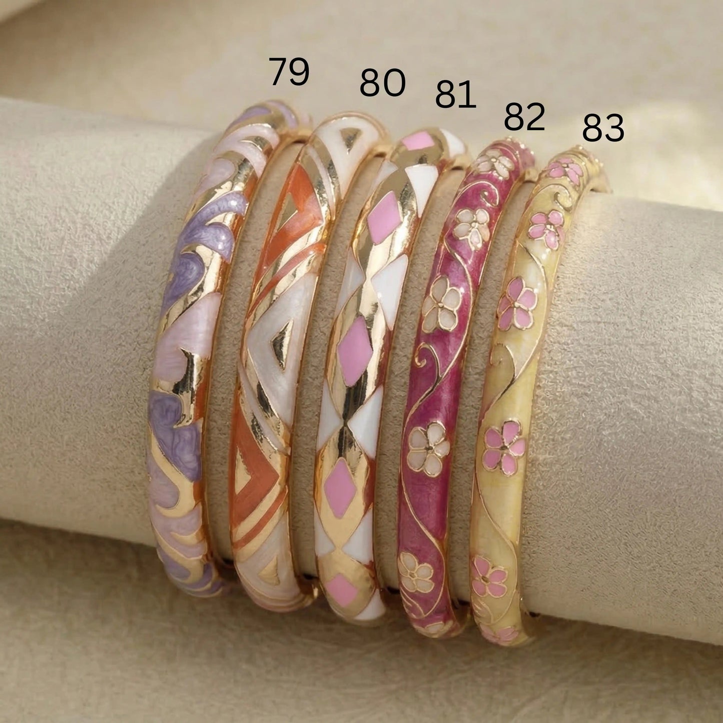 Curated Enamel Bangle Sets (openable) Silvish