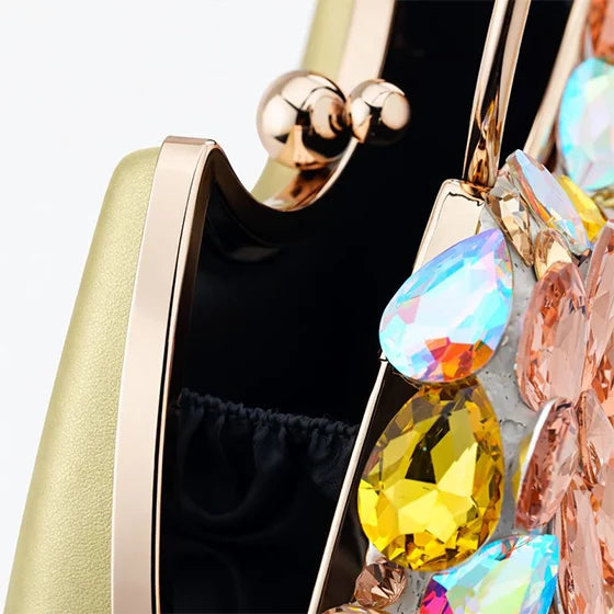 Seraphine Garden Clutch – Luxury Crystal Floral Evening Bag Silvish