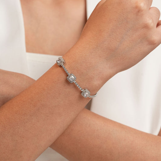 Silver Crystal Cascade Bracelet