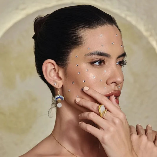 Gold Plated Folding Fan Cherry Blossom Earrings