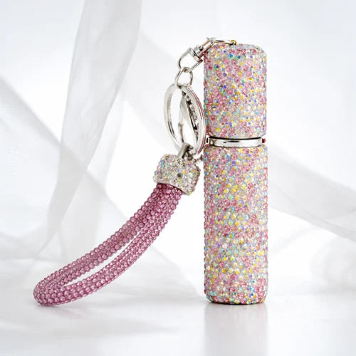 Swarovski Rainbow Crystal Mini Perfume Atomizer Case Keychain