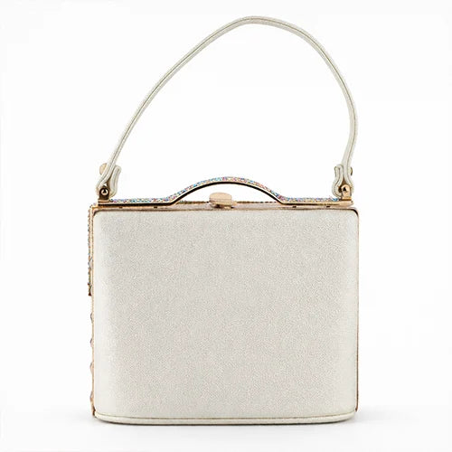 Celestia Bloom Handbag – Luxury Crystal Floral Evening Bag Silvish