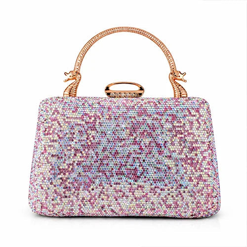 Imperial Iris Clutch – Luxury Crystal Evening Handbag Silvish
