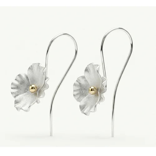 The Gilded Bloom Organic Drop Earrings (925 Sterling Silver) Silvish