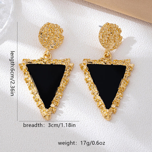 Black Triangle Drop Earrings with Gold Textured Stud Hunan Haoyi Gift Co., Ltd.