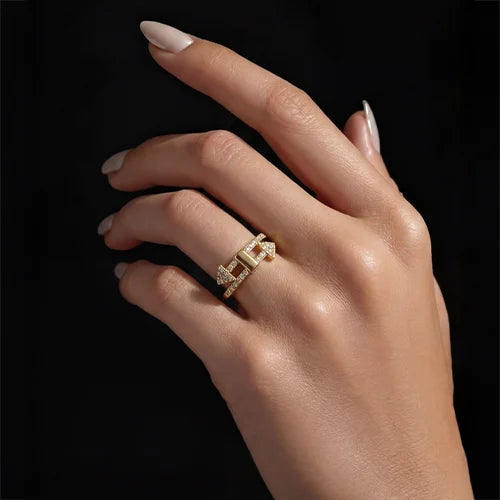 925 Sterling Silver The Gold Link Ring Silvish