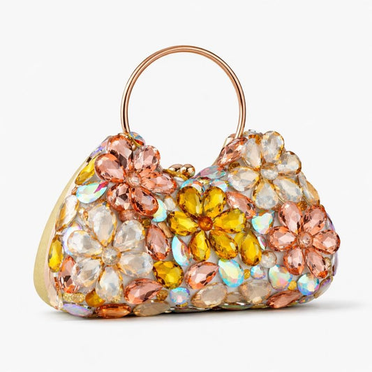 Seraphine Garden Clutch – Luxury Crystal Floral Evening Bag Silvish