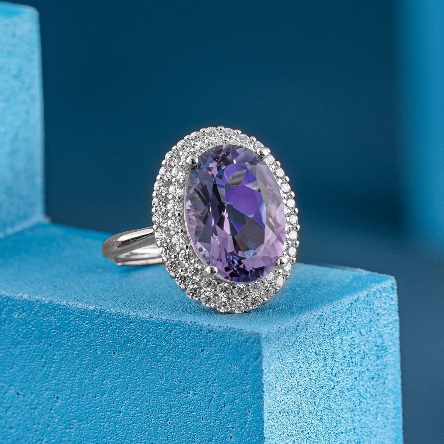 Silver Amethyst Cocktail Ring