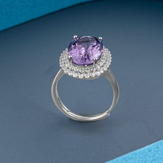 Silver Amethyst Cocktail Ring Silvish
