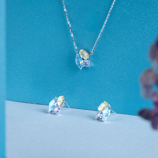Silver Spring Skies Pendant Set Silvish