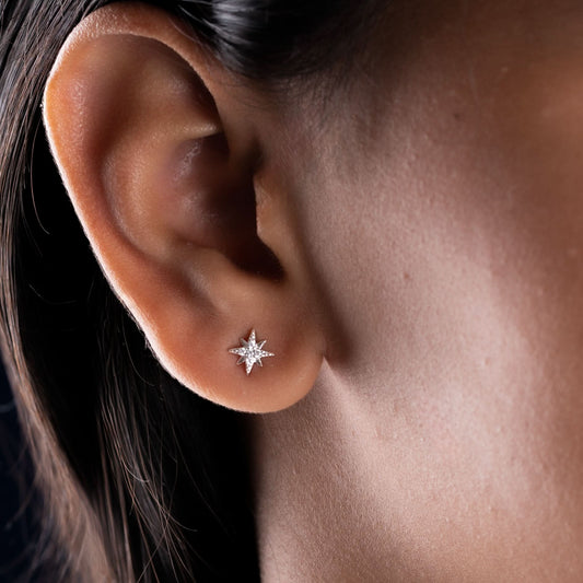 Silver Star and Saturn Earrings